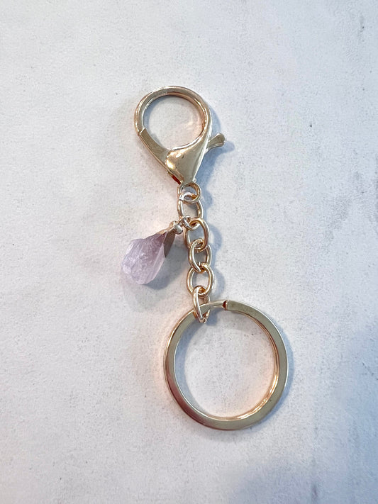 rose quartz keychain